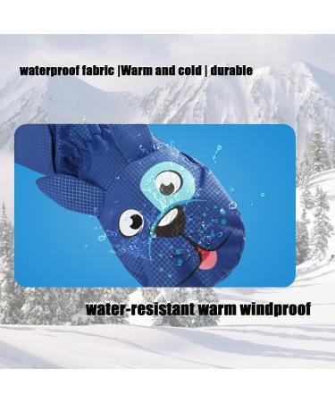 FAYHIJUN Waterproof Kids Mittens - Blue Dog M(Age 4-6) | Thermal Fleece Lined Winter Gloves for Boys & Girls - Ideal for Skiing, Snowboarding, Outdoor Activities - Buy Online on SooperMarket.com
