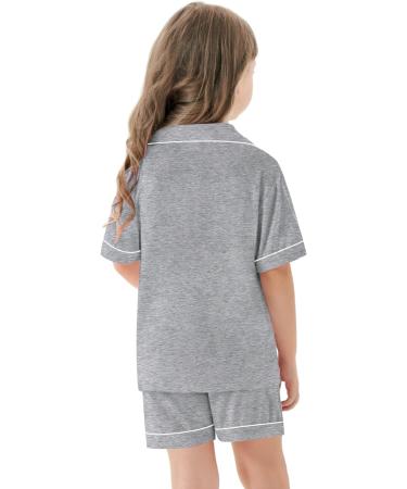 SWOMOG Unisex Modal Pyjamas Set - Short Sleeve Button-Down PJs for Boys & Girls, 8-9 Years, Gray - Buy Online on SooperMarket.com