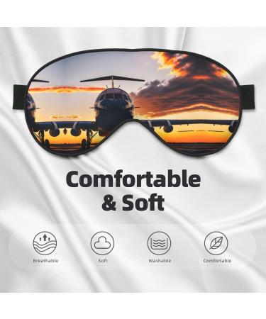 Aircraft Plane at Sunset Print Double-Sided Eye Mask Soft and Light Blocking for Enhancing Sleep Quality - Buy Online on SooperMarket.com