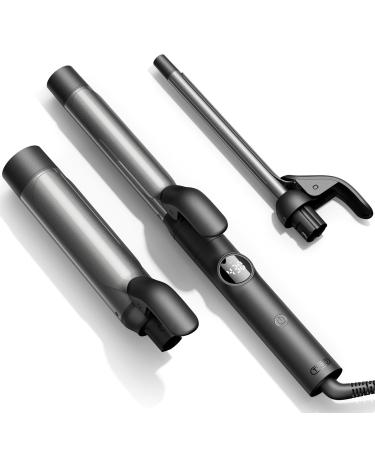 TYMO Curling Iron Set - 3 in 1 Ceramic Hair Curler 1/2 1 1 1/2 Inch Professional Ionic Curling Wand for Travel Fast Heating 5 Temps & Dual Voltage for Shiny Defined Curls to Beach Waves Black