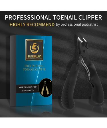 Professional Podiatrist Toenail Clippers - Super Sharp Stainless Steel Cutters for Thick & Ingrown Nails - Ideal for Men, Women, and Seniors - Black Updated Design - Buy Online on SooperMarket.com