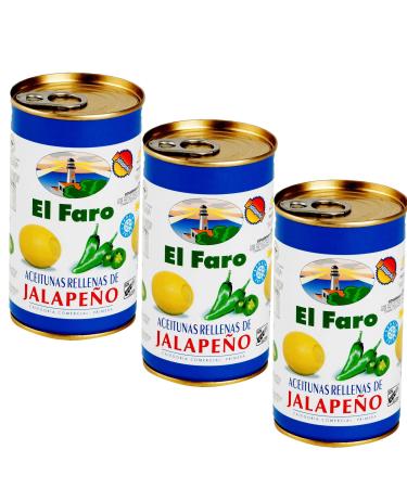 3 x Green Manzanilla Olives Filled with Jalape o Pepper 350g
