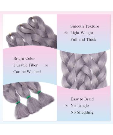 Tess Braids Extensions 60 cm - 5 Pack Jumbo Kanecalon Hair for Box Braids - Silver Gray - Buy Online on SooperMarket.com