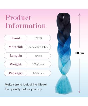 Tess Braids Extensions Blue 60 cm | Jumbo KanCalon Hair for Box Braids | 100g #48 Ombre - Premium Quality Hair Extensions - Buy Online on SooperMarket.com