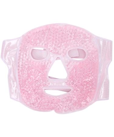 Hot Cold Compress Facial Gel Mask Reusable Washable Gel Beads Face Mask for Dark Circles and Puffiness Skin Friendly Cooling Gel Face Mask with Elastic Band Design (Pink)