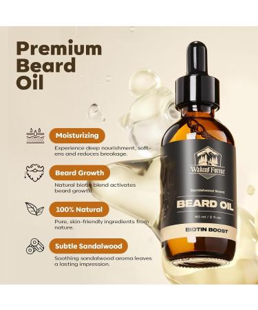 Biotin Beard Oil for Men - 2oz Sandalwood Scent | Promotes Beard Growth & Nourishment - Buy Online on SooperMarket.com