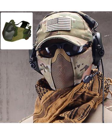 Buy Aoutacc Foldable Airsoft Mask - Half Face Mask with Ear Protection for War Games Hunting & Paintball - International Shipping Available - Buy Online on SooperMarket.com