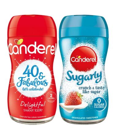 Sweetener Bundle with Canderel Original Low Calorie Sweetener Powder 75g and Sugarly Granulated Zero Calorie Sweetener 275g (2 Pack)