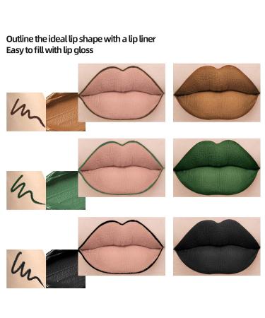 Buy Waterproof Goth Liquid Lipstick & Lip Liner Set | Dark Black Green Brown - Longlasting Matte Stain for Halloween Makeup & Cosplay - Buy Online on SooperMarket.com