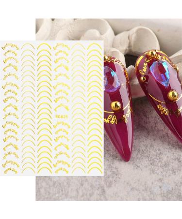 Dornail 6 Sheet Metallic Nail Stickers - Self-Adhesive Gold, Silver, Rose Gold Curve Stripes for Nail Designs and Art Decorations - Buy Online on SooperMarket.com