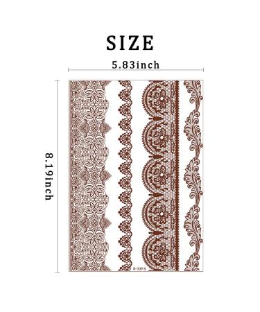 Brown Henna Temporary Tattoo Stickers - Waterproof Lace Designs for Women - Festive Party Favors - 5 Sheets - Buy Online on SooperMarket.com