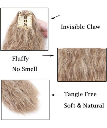24" Corn Wave Ponytail Extension Claw Clip on Ponytails Wavy Curly Hair Extensions Jaw Pony Tail Hairpiece Light ash Brown mix Bleach Blond 24inch (Pack of 1) Yaki-Light ash Brown mix Bleach Blond - Buy Online on SooperMarket.com