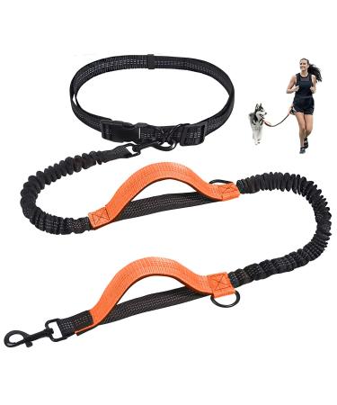 Jogging leash dogs unipampa free-handed dog leash hand-free dog leash jogging dog leash with belly belt reflective seams 120-170 cm double handle for small dogs medium-sized dogs ... orange