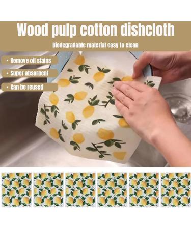 6Pcs Reusable Paper Towels Lemon Print Dish Towels for Kitchen Soft and Absorbent Dish Cloths Quick Drying Kitchen Dishcloths Dish Rags for Washing Dishes - Buy Online on SooperMarket.com