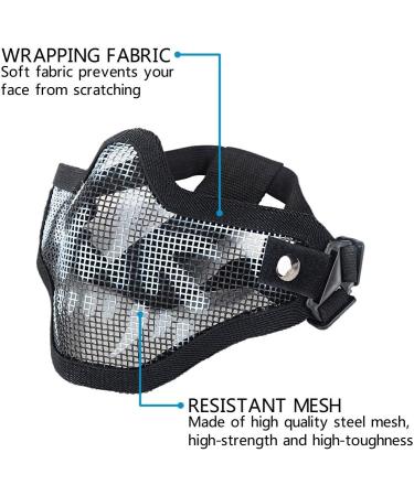 Airsoft Half Lower Face Mask and Goggles Set - Steel Metal Mesh for BB Gun/CS Game/Paintball - Anti-UV Tactical Military Eyewear for Men Women Kids - Buy Online on SooperMarket.com