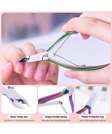 Melodysusie 4-in-1 Acrylic Nail Clippers Set - Stainless Steel Nail Tip Cutter, Cuticle Trimmer & More | Rainbow Purple Nail Art Kit - Buy Online on SooperMarket.com