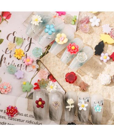 3D Flower Nail Charms 200 Pcs Colorful Acrylic Camellia Rose Flower Nail Art Charms Cherry Blossom Nail Rhinestones Gems Nail Accessories for DIY Nail Art Designs Jewelry Making (Multi-Colored) - Buy Online on SooperMarket.com