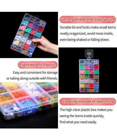 IOOLEEM 28 Grids Plastic Bead Organizer Box - Clear Storage Container with Dividers for Arts and Crafts - 8.6x5x0.66 inch (1 Pack) - Buy Online on SooperMarket.com
