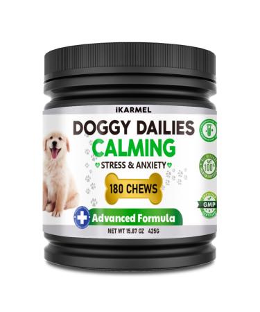 Doggy Dailies | Dog Calming Products | Anxiety Support | Anti Stress & Nervous Treats | 180 Dogs Chew Supplements | Calm in 4-6 Weeks