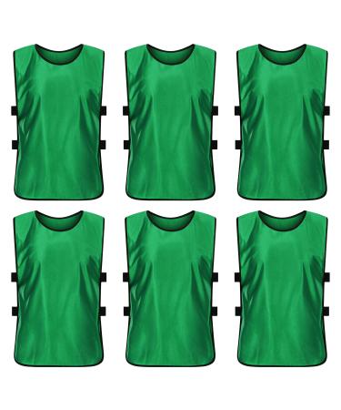 TOBWOLF 6PCS Scrimmage Vests, Sport Pinnies Practice Jersey, Soccer Training Vest Scrimmage Team Practice Vests Pinnies Green X-Large