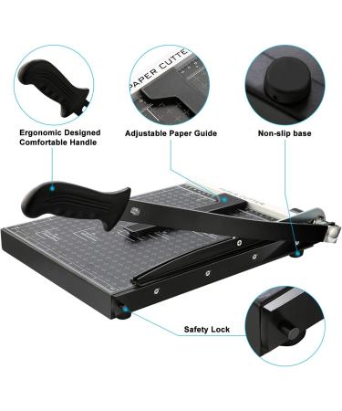 Paper Trimmer  A4 Paper Cutter Guillotine with Heavy Duty Gridded Base Cut Length 12 Sheets Capacity  Cutting Paper Machine for Home Office (Black) - Buy Online on SooperMarket.com