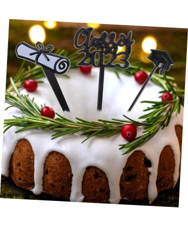 KOMBIUDA 30pcs 2023 graduation cake insert grad cake toppers graduation cupcake toppers graduation cake picks 2023 graduation party supplies cat cupcake toppers plastic paper cup graduate 7.6X4CM Black - Buy Online on SooperMarket.com