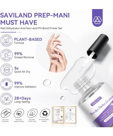 Saviland Professional Nail Dehydrator and Primer Set - Non-Acid pH, Fast Air Dry Formula for Gel Polish and Acrylic Powder Application - 2X15ml - Buy Online on SooperMarket.com