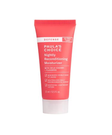 Paula's Choice DEFENSE Nightly Reconditioning Moisturizer w/Wild Cherry, Flaxseed, Neem, Sunflower Seed & Marula Oil, Anti-Pollution Night Cream, 0.5 oz 0.5 Fl Oz (Pack of 1)