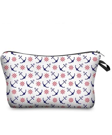 PREMYO Small Cosmetic Bag - Stylish Makeup & Pencil Case for Women - Perfect for Handbags - Anchor Design - Buy Online on SooperMarket.com