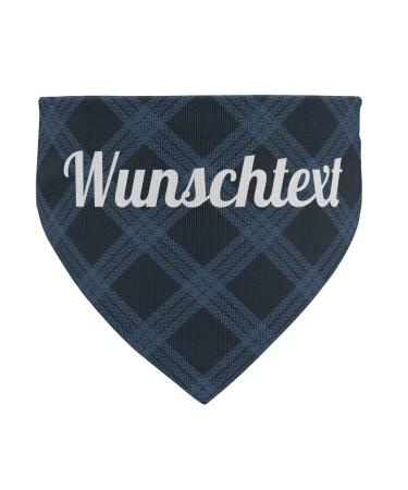 printplanet - Dog scarf with name or text - Scarf for dogs - Layout Checkered pattern Blue - Size L Size L Checkered pattern Blue