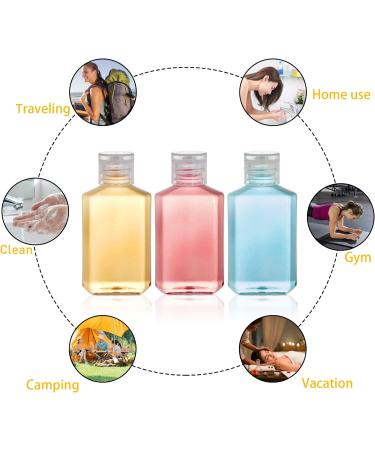 60 Pack 2 oz Clear PET Travel Bottles with Flip Top Caps - Portable Refillable Containers for Hand Sanitizer, Shampoo, Lotion - Travel Size Toiletry Bottles - Buy Online on SooperMarket.com