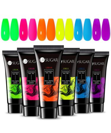 Ur Sugar Polygel Set Neon 6 coly extension nail gel tubes nail extension builder green yellow for nails nail set milling cutter building