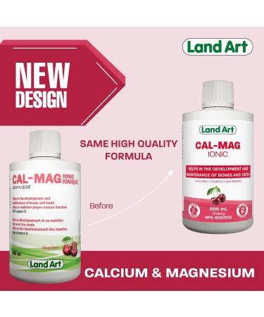 Liquid Ionic Calcium Magnesium Formula with Vitamin D Vitamin C and Zinc - Maintain Healthy and Stronger Bones - 500ml - Cherry Flavor - Non-GMO Gluten Free Sugar Free - Made in Canada - Buy Online on SooperMarket.com