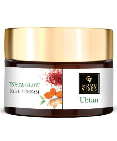 Good Vibes Ubtan Night Cream | with Saffron Turmeric & Vitamin B3 | Hydrating Overnight Restorative Moisturizer for Radiant Skin | No Parabens or Sulfates 1.76 Oz/50ml