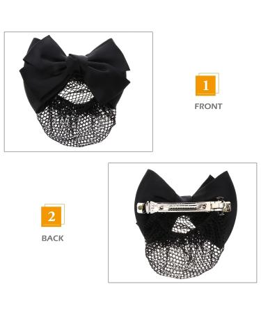 KALLORY French Barrette Hair Bun Net Mesh Cover Bowknot Hair Clip for Women (Black) - 11.5*7cm - Buy Online on SooperMarket.com