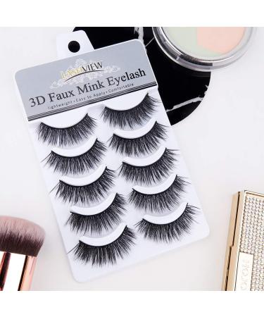 LASHVIEW 3D Faux Eyelashes - Natural Look Wispies, Soft & Reusable | 5 Pair Pack - Buy Online on SooperMarket.com