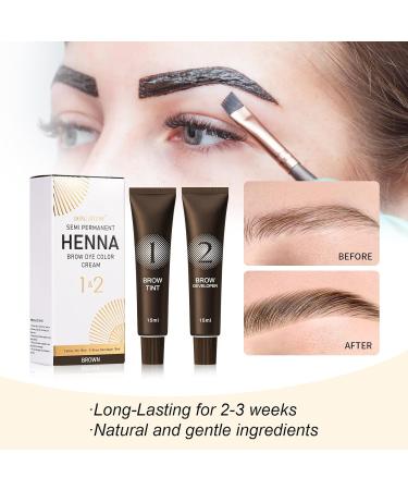 Eyebrow Tint Kit Brown Hen-na Semi-Permanent Professional Brow Tint Kit Long-Lasting and Safe Results Eyebrow Dye DONG RHYME Multi-Purpose Eyelash Tint Kit Easy to Use at Home - Buy Online on SooperMarket.com