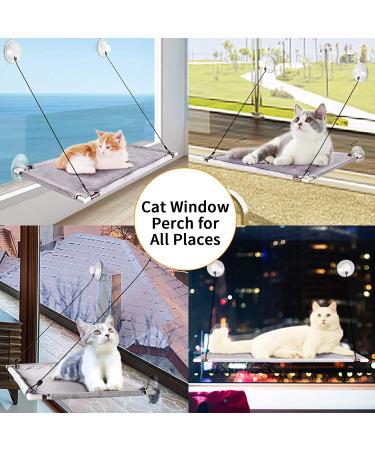 Pueikai Cat Hammock Window Perch for Large Cats | Sturdy & Space-Saving Resting Seat | Holds up to 50 lbs | Easy Assembly | Single Layer Grey - Buy Online on SooperMarket.com