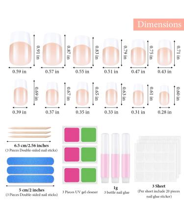 72 Pieces French Artificial Nails - Short & Medium-Sized Fake Acrylic Fingernails Set with Nail Files & Accessories for Nail Art - Perfect for All Sizes - Buy Online on SooperMarket.com