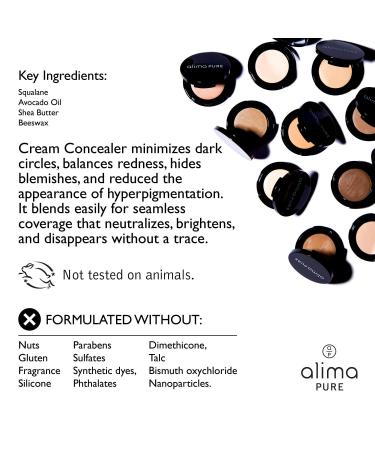 Alima Pure Cream Concealer with Squalane, Avocado Oil, Beeswax & Shea Butter - Full Coverage Makeup for Dark Circles - 2.5g Echo - Buy Online on SooperMarket.com