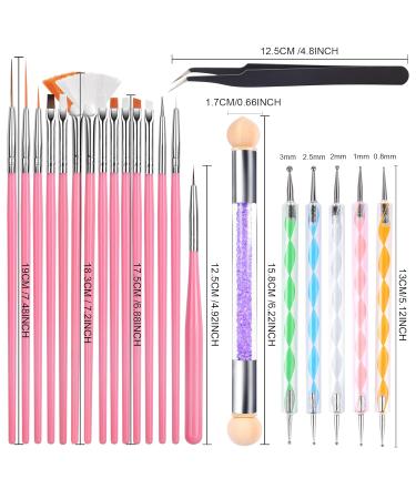Fandamei 22-Part Nail Art Brush Set - 15 Nail Brushes 5 Dotting Pens Sponge Brushes & Tweezers for Perfect Nail Design | International Shipping - Buy Online on SooperMarket.com