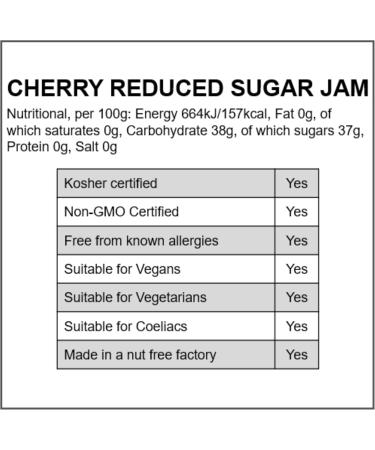 Wilkin & Sons Tiptree Cherry Reduced Sugar Jam / 6 x 200g jars/Vegetarian Vegan Coeliac friendly/Gluten-Free/Made in the UK - Buy Online on SooperMarket.com