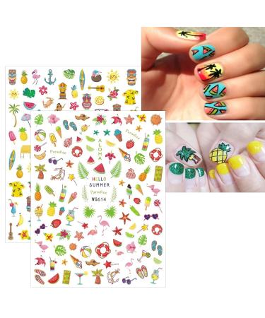 Summer Ocean Nail Art Stickers - 12 Self-Adhesive Decals for Fish, Beach, Turtle, and Whale Designs | Nail Supplies for Unique Nail Art Decor - Buy Online on SooperMarket.com