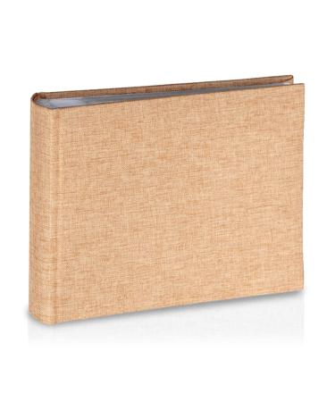 Linen Photo Album for 6x4 Photos - Sturdy & Long Lasting Photobook with 100 Easy to Use Slip in Picture Pockets | Book Bound Fotoalbum with Extra Space for Notes | Gift Idea for Family & Friends 100 Pictures Golden