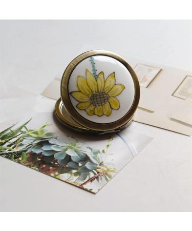 ROSEWARD Hand Painted Sunflower Compact Mirror - 1X/2X Magnifying Copper Round Handheld Makeup Mirror for Women - Unique Travel Gift - Buy Online on SooperMarket.com