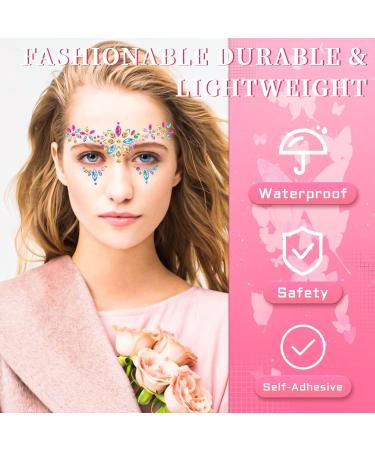 Self-Adhesive Rhinestone Face Jewels - 6 Sheets Multi-color Face Stickers for Women and Girls - DIY Makeup Gems and Nail Art Decorations - Buy Online on SooperMarket.com