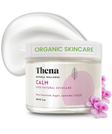 THENA CALM Face Moisturizer Cream Organic & Natural Skin Care Ultra Hydrating With Hyaluronic Acid & Lavender Plant-based Skincare Anti aging Face Cream Dry Skin Facial Moisturizer For Women Men