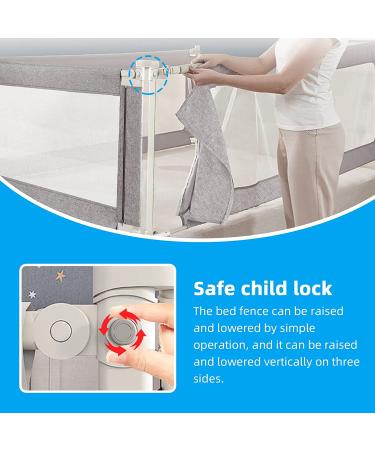 KCRET Toddler Bed Rail - Upgraded Safety Guardrail for Twin, Double, Full, Queen & King Mattress - Breathable Fabric - 78.730 Grey - Buy Online on SooperMarket.com