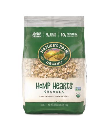 Nature's Path Organic Hemp Hearts Granola 1.65 Lbs. Earth Friendly Package (Pack of 6) Non-GMO 30g Whole Grains Heart Healthy 10g Plant Based Protein with Omega-3 Rich Flax Seeds