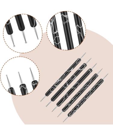 5PCS Dotting Tools Set Professional Ball End Nail Art Tools Polish Carving Tool Dotting Painting Pen 2 Way Nail Dotting Pen Marbleizing Tool Set for Nail Art Designs Black - Buy Online on SooperMarket.com